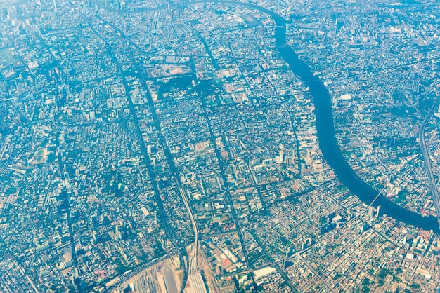 Aerial view to Bangkok from a plane