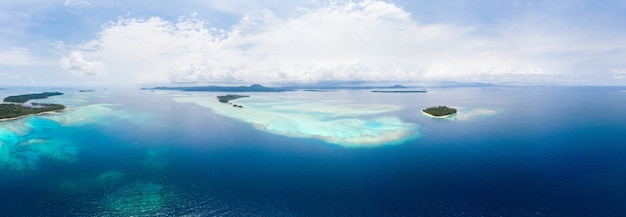 Aerial view Banyak Islands Sumatra tropical archipelago Indonesia