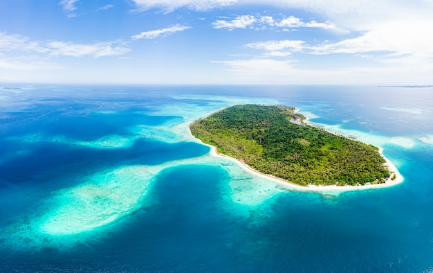 Aerial view Banyak Islands Sumatra tropical archipelago Indonesia