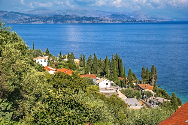 Aerial view of Barbati in Corfu in Greece