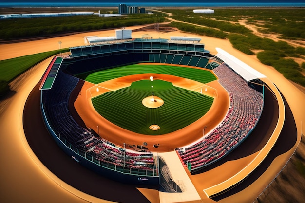 Aerial view of a baseball field