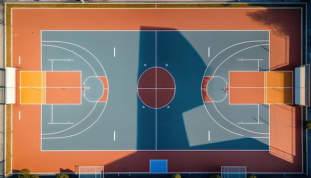 An aerial view of a basketball court with the words'the court'on it