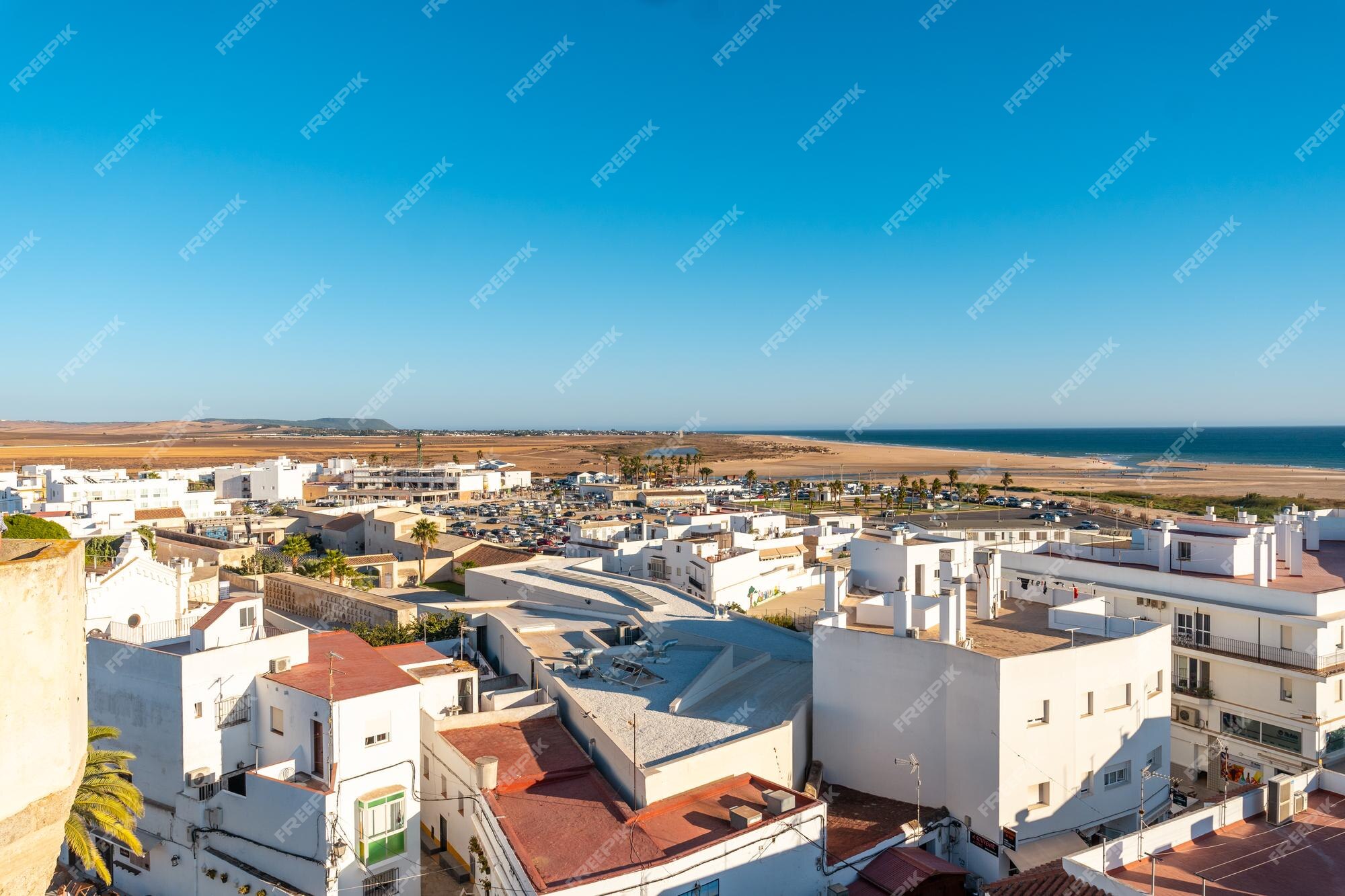 Premium Photo  Aerial view of the town of conil de la frontera from the  torre de guzman cadiz andalusia