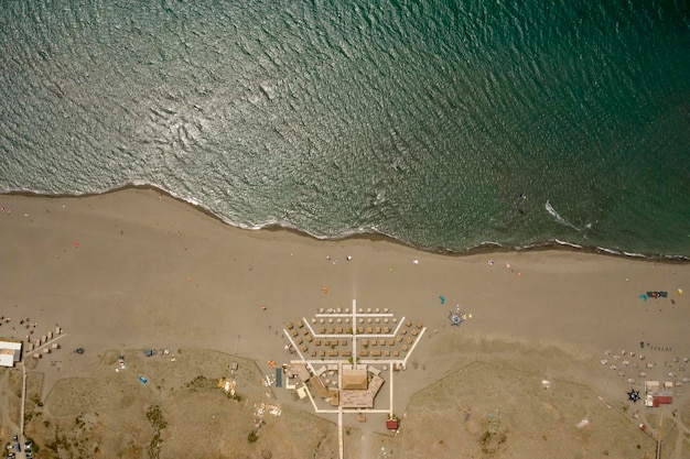 Aerial view at beach on Ada Bojana island in Montenegro