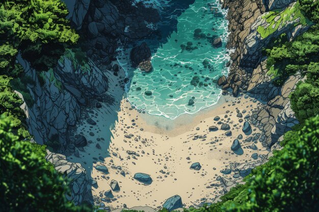 Aerial View of Beach and Cliff