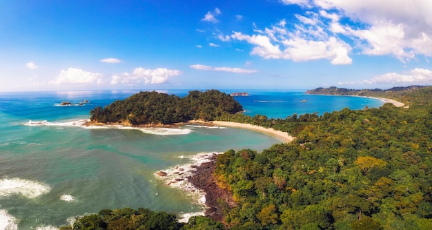 Aerial view of a beach in the manuel antonio national park costa rica