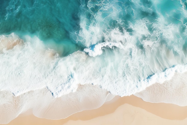 Foto una vista aerea di una spiaggia e dell'oceano