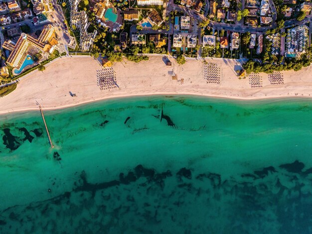 Aerial view of the beach in palma de mallorca