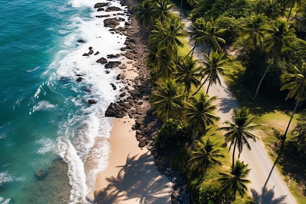 Aerial view of beach road