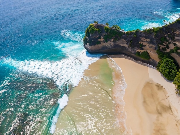 Aerial View of Beach With Waves