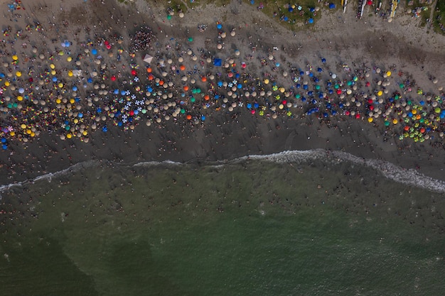 Aerial view of the beaches of the city of Lima on the Costa Verde