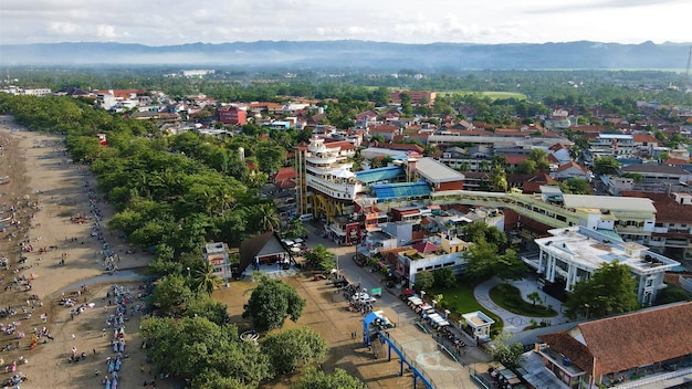 Aerial view of beautiful beach panorama for background.