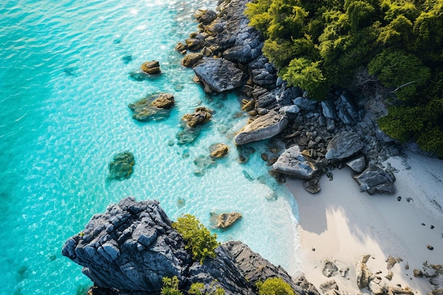 Photo aerial view of the beautiful beach with crystal clear water