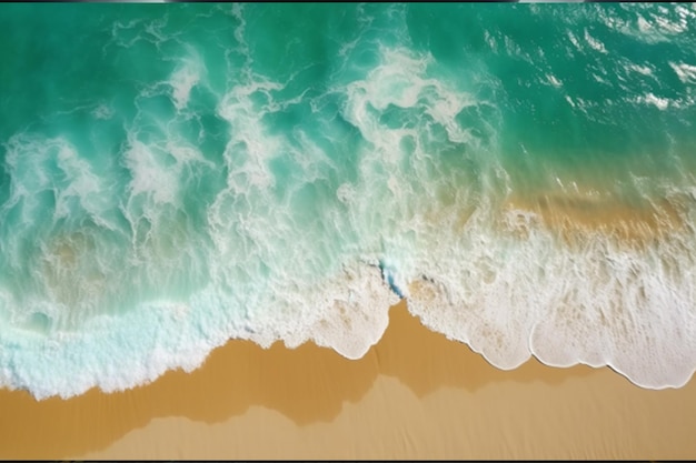 Aerial view of a beautiful beach with turquoise ocean waves