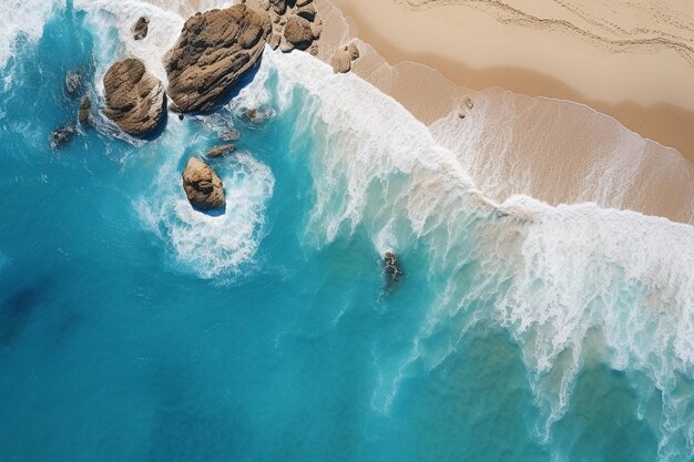 Aerial view of the beautiful coastline with sandy beaches