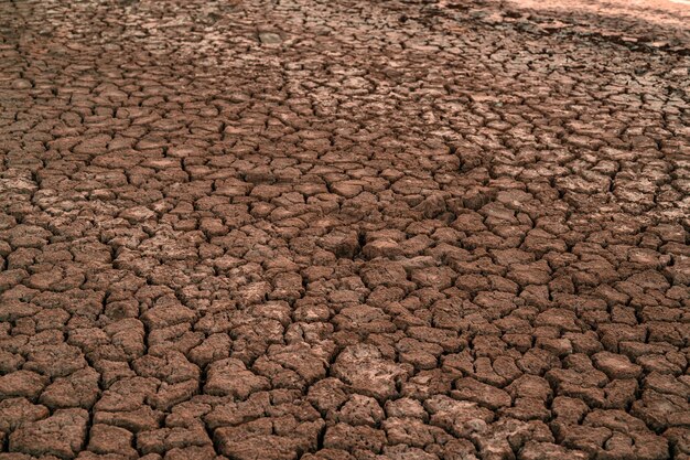 Aerial view of a beautiful cracks in the ground Effects of heat and drought effects of global warming cracked desert landscape Desert texture deep crack