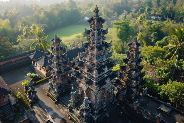 美しいヒンドゥー教寺院の空中景色