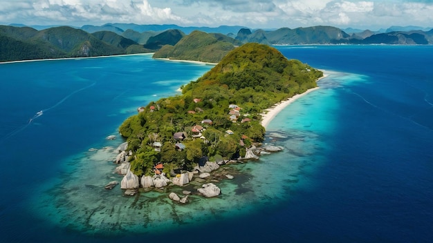 Photo aerial view of beautiful koh tao island in surat thani thailand