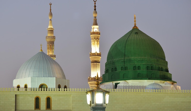 Photo aerial view beautiful mosque