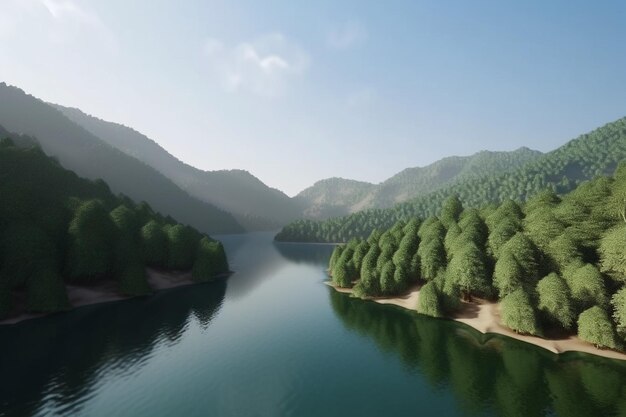 Aerial View Of Beautiful Nature Ai generative