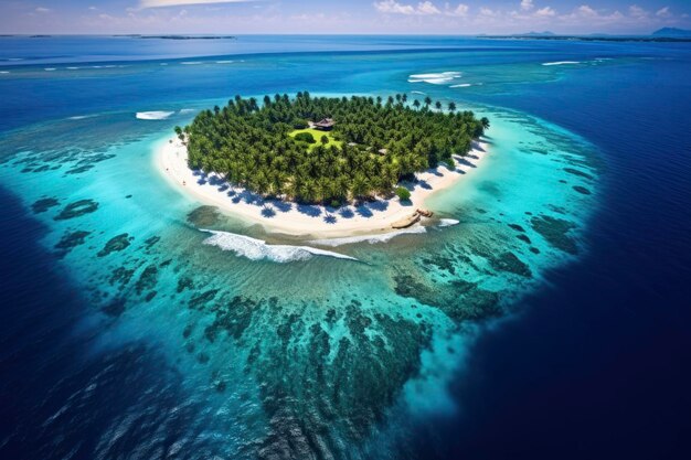 Aerial view of beautiful tropical beach and ocean