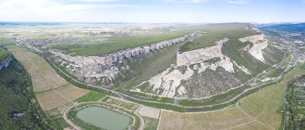 Aerial view of Belbek canyon in Crimea.