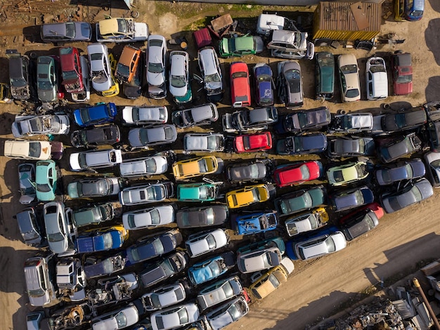 Aerial view of the big car dump