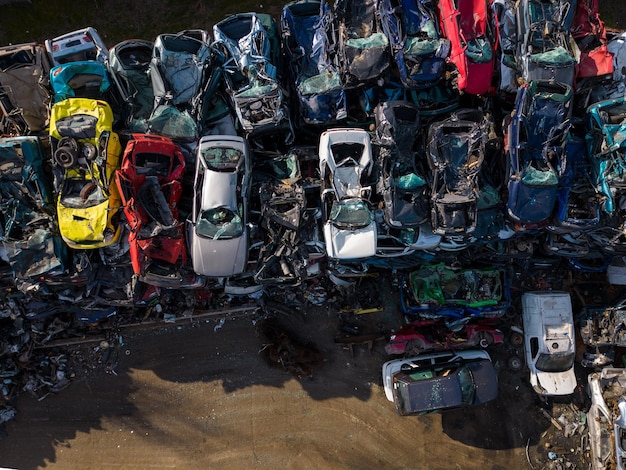 Aerial view of the big car dump