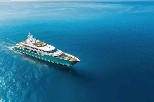 Photo aerial view of big luxury yacht in the turquoise ocean or sea summer travel ai generated