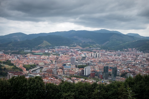 Aerial view of Bilbao city Basque Country Spain