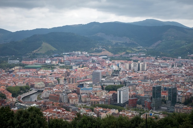 Aerial view of Bilbao city Basque Country Spain