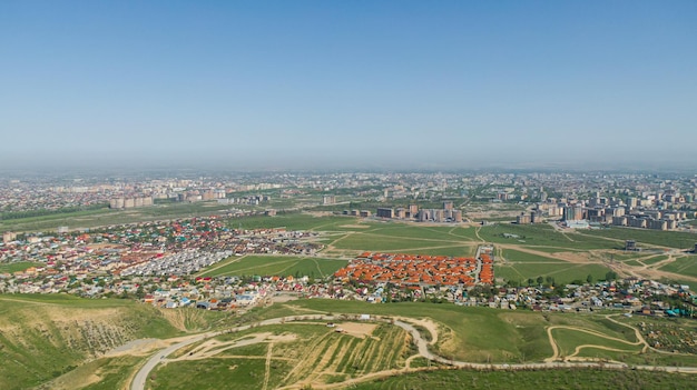 Aerial view of bishkek city from the mountains