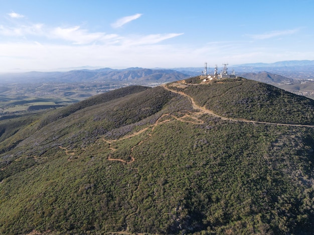 Aerial view of Black Mountain in Carmel Valley, San Diego, California, USA.