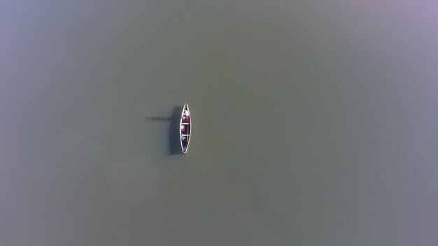 Aerial view of boat on lake