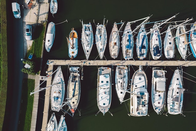 Aerial view of boats