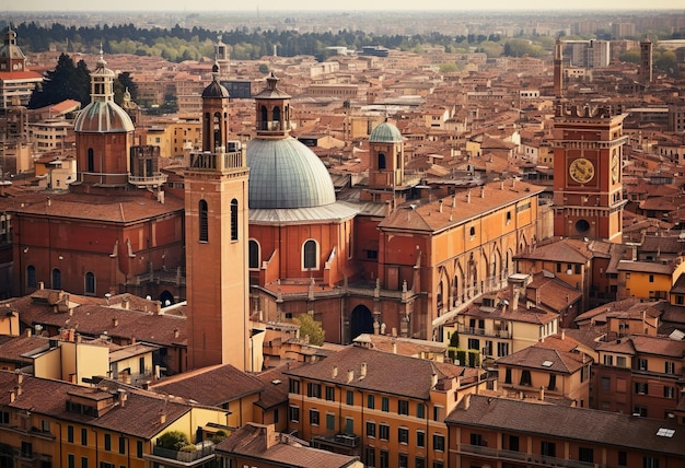 Aerial view of Bologna downtown Emilia Romagna