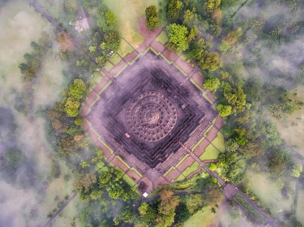 Aerial view of Borobudur Temple, Indonesia