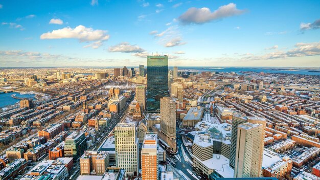 Photo aerial view of boston in massachusetts usa at sunset