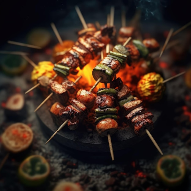 Photo an aerial view of a brazilian churrasco barbecue