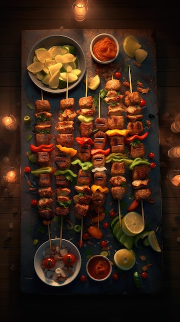 An aerial view of a Brazilian churrasco barbecue