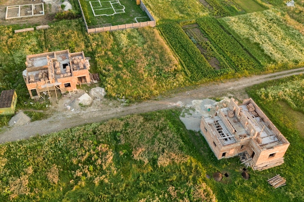 Aerial view of building site for future house