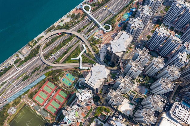 Aerial view of buildings in city