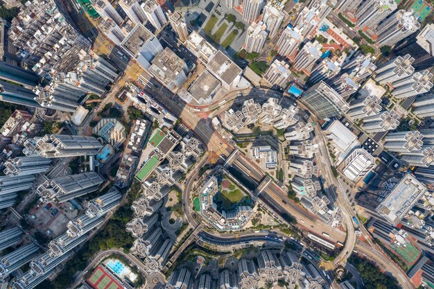 Photo aerial view of buildings in city