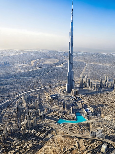 aerial view of Burj Khalifa