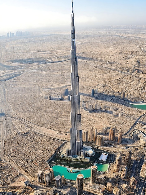 aerial view of Burj Khalifa