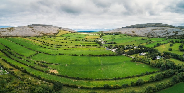 Aerial view of The Burren in Ireland