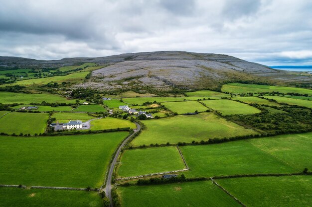 Aerial view of The Burren in Ireland