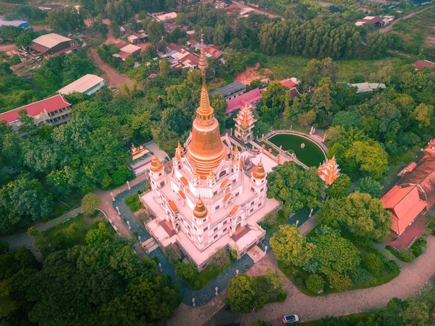 Aerial view of buu long pagoda in ho chi minh city a beautiful buddhist temple hidden away in ho chi minh city at vietnam