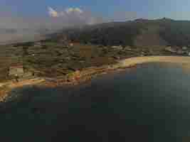 Photo aerial view in camelle coast of galiciaspain drone photo