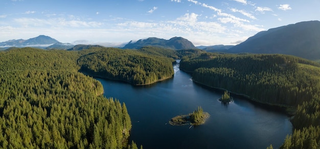 Aerial view of a Canadian Landscape and lake Nature Background